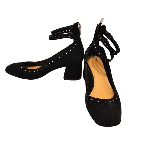 Marc Fisher Chunky Heel Suede Ankle Strap Pumps- Kappa black - Picture 3 of 8